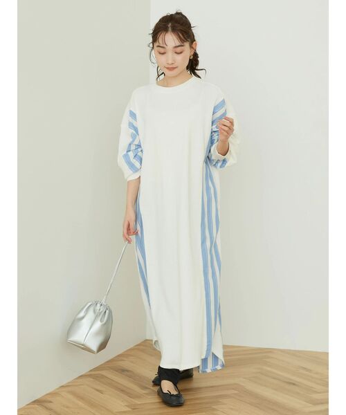 AMERICAN HOLIC（アメリカンホリック）の「異素材ドッキングワッフルワンピース（ワンピース・レディース・オフホワイト/ストライプ・L/M）」の12枚目の写真