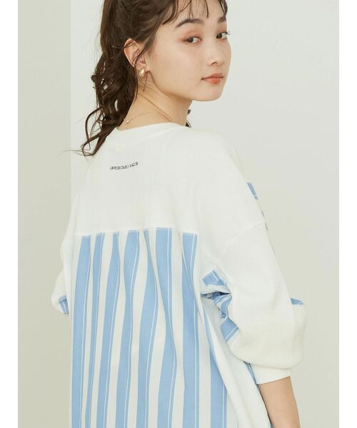 AMERICAN HOLIC（アメリカンホリック）の「異素材ドッキングワッフルワンピース（ワンピース・レディース・オフホワイト/ストライプ・L/M）」の14枚目の写真