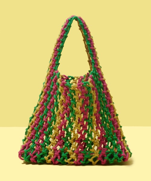 FOREVER 21（フォーエバー トゥエンティーワン）の「マクラメカラートートバッグ（ハンドバッグ・レディース・ピンク系その他/その他/グリーン系その他/ゴールド・FREE）」の4枚目の写真