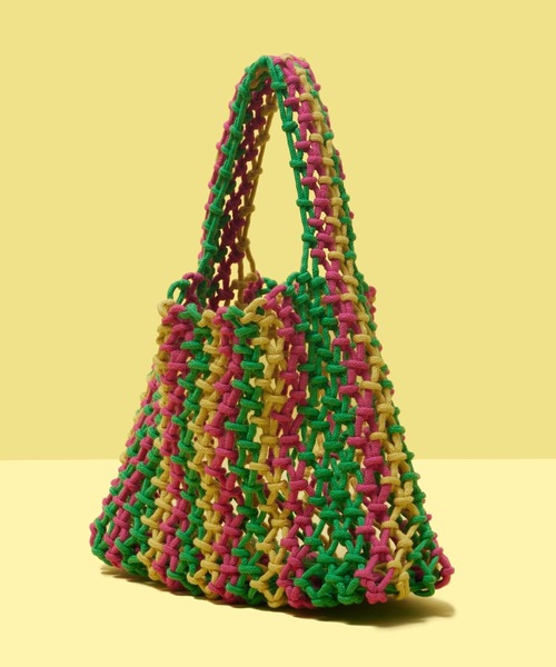 FOREVER 21（フォーエバー トゥエンティーワン）の「マクラメカラートートバッグ（ハンドバッグ・レディース・ピンク系その他/その他/グリーン系その他/ゴールド・FREE）」の9枚目の写真