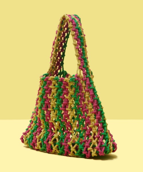 FOREVER 21（フォーエバー トゥエンティーワン）の「マクラメカラートートバッグ（ハンドバッグ・レディース・ピンク系その他/その他/グリーン系その他/ゴールド・FREE）」の6枚目の写真