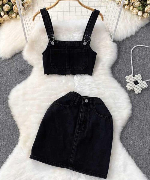 SPIGA（スピーガ）の「ｻﾛﾍﾟｯﾄ風ﾃﾞﾆﾑｾｯﾄｱｯﾌﾟ（サロペット/オーバーオール・レディース・ブルー/ブラック・SMALL/MEDIUM）」の21枚目の写真