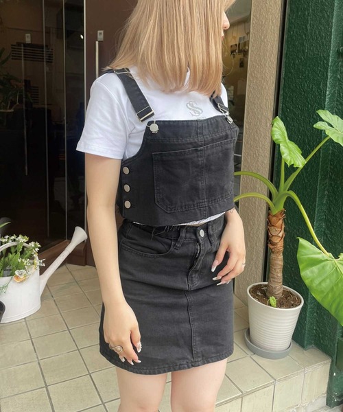 DABUWAWA サロペット風 シャツ セットアップ おしゃれ ｻﾛﾍﾟｯﾄ風ﾃﾞﾆﾑｾｯﾄｱｯﾌﾟ（サロペット/オーバーオール）｜SPIGA