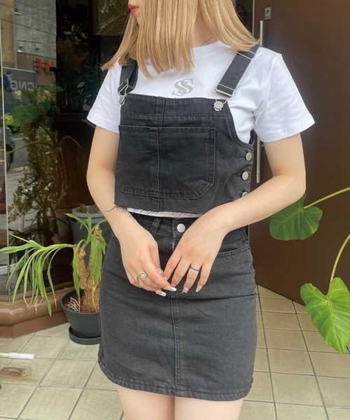 SPIGA（スピーガ）の「ｻﾛﾍﾟｯﾄ風ﾃﾞﾆﾑｾｯﾄｱｯﾌﾟ（サロペット/オーバーオール・レディース・ブルー/ブラック・SMALL/MEDIUM）」の7枚目の写真