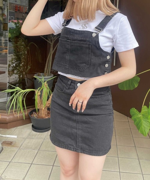 SPIGA（スピーガ）の「ｻﾛﾍﾟｯﾄ風ﾃﾞﾆﾑｾｯﾄｱｯﾌﾟ（サロペット/オーバーオール・レディース・ブルー/ブラック・SMALL/MEDIUM）」の8枚目の写真