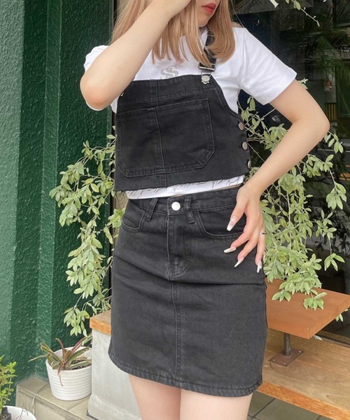 SPIGA（スピーガ）の「ｻﾛﾍﾟｯﾄ風ﾃﾞﾆﾑｾｯﾄｱｯﾌﾟ（サロペット/オーバーオール・レディース・ブルー/ブラック・SMALL/MEDIUM）」の10枚目の写真