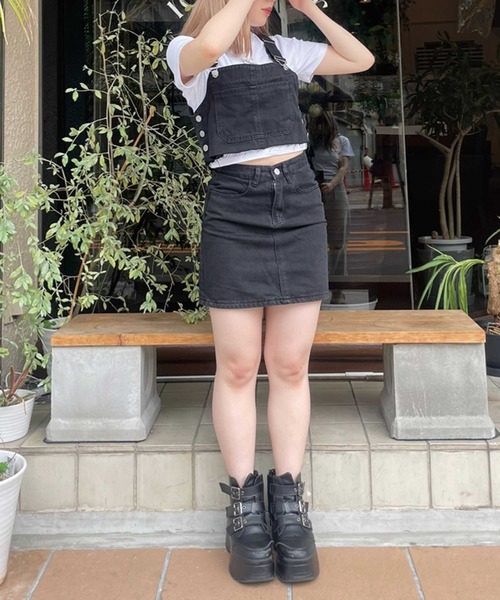 SPIGA（スピーガ）の「ｻﾛﾍﾟｯﾄ風ﾃﾞﾆﾑｾｯﾄｱｯﾌﾟ（サロペット/オーバーオール・レディース・ブルー/ブラック・SMALL/MEDIUM）」の15枚目の写真