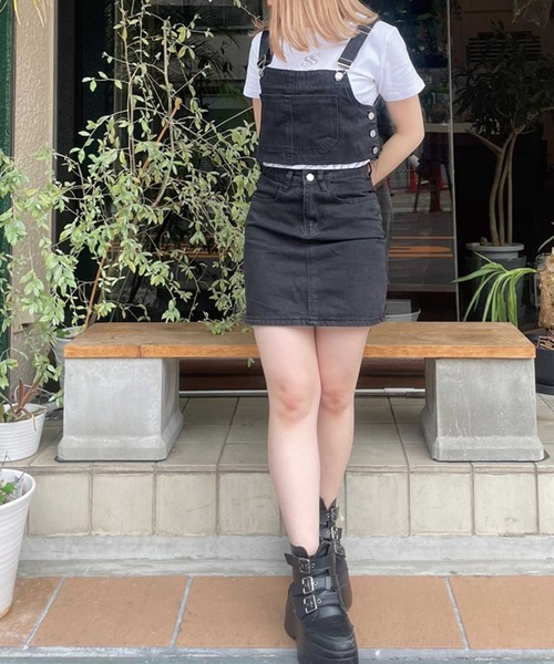 SPIGA（スピーガ）の「ｻﾛﾍﾟｯﾄ風ﾃﾞﾆﾑｾｯﾄｱｯﾌﾟ（サロペット/オーバーオール・レディース・ブルー/ブラック・SMALL/MEDIUM）」の16枚目の写真