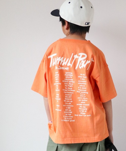 CIAOPANIC TYPY(チャオパニックティピー)の「【KIDS】USAコットンピグメントプリントツアーT(Tシャツ/カットソー・キッズ・オフホワイト/チャコールグレー/オレンジ・S/M/L/XL/XXL)」の1枚目の写真