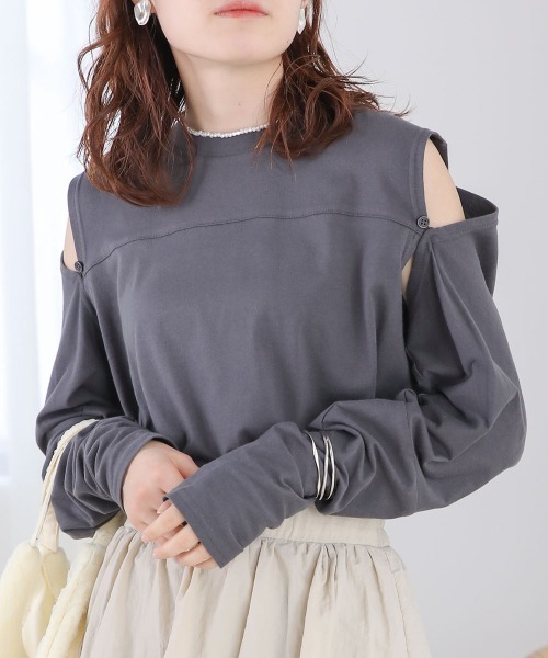 2WAY袖スリットカットソー セール】2WAY袖スリットカットソー（Tシャツ/カットソー）｜Bab