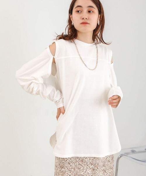 2WAY袖スリットカットソー セール】2WAY袖スリットカットソー（Tシャツ/カットソー）｜Bab