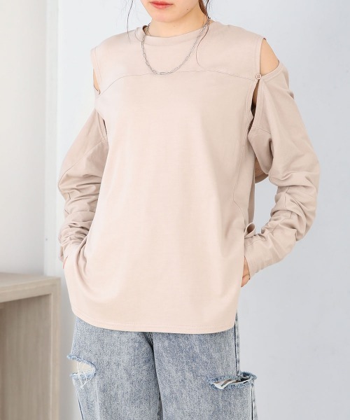 Bab(バブ)の「2WAY袖スリットカットソー(Tシャツ/カットソー・レディース・オフホワイト/チャコールグレー/グレイッシュベージュ・FREE)」の17枚目の写真