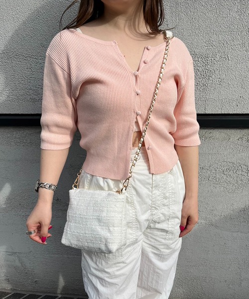 one after another NICE CLAUP(ワンアフターアナザーナイスクラップ)の「ツイードポーチ付きPVCバック(ショルダーバッグ・レディース・アイボリー/ブラック・FREE)」の11枚目の写真