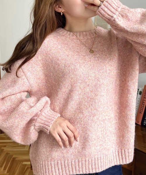 moment+（モーメントプラス）の「エアーヤーンクルーネックニットプル