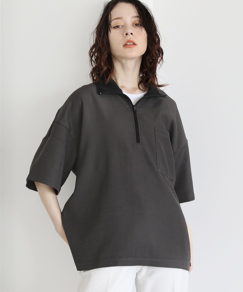 ETELIO（エテリオ）の「ハーフジップポケット付き配色プルオーバー（Tシャツ/カットソー・メンズ・チャコール/グリーン/アイボリー/ワイン・L/M/S）」の15枚目の写真