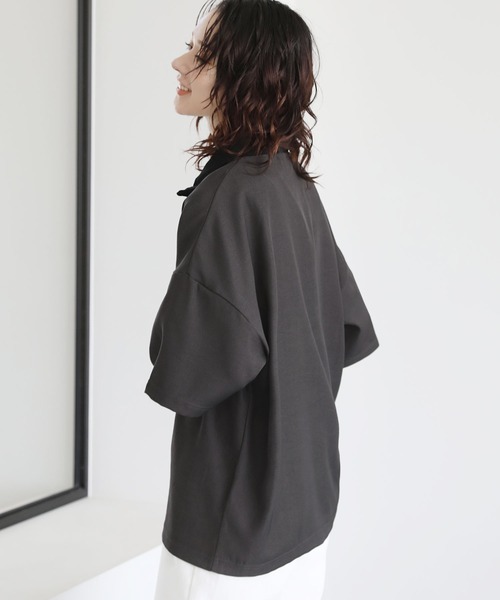 ETELIO（エテリオ）の「ハーフジップポケット付き配色プルオーバー（Tシャツ/カットソー・メンズ・チャコール/グリーン/アイボリー/ワイン・L/M/S）」の16枚目の写真