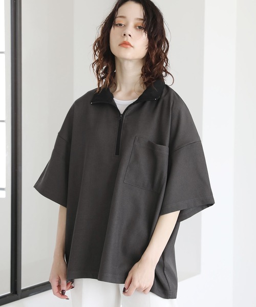 ETELIO（エテリオ）の「ハーフジップポケット付き配色プルオーバー（Tシャツ/カットソー・メンズ・チャコール/グリーン/アイボリー/ワイン・L/M/S）」の18枚目の写真