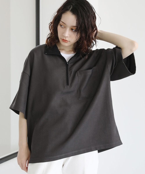 ETELIO（エテリオ）の「ハーフジップポケット付き配色プルオーバー（Tシャツ/カットソー・メンズ・チャコール/グリーン/アイボリー/ワイン・L/M/S）」の19枚目の写真