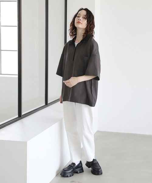 ETELIO（エテリオ）の「ハーフジップポケット付き配色プルオーバー（Tシャツ/カットソー・メンズ・チャコール/グリーン/アイボリー/ワイン・L/M/S）」の20枚目の写真