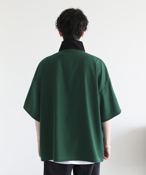 ハーフジップポケット付き配色プルオーバー（Tシャツ/カットソー