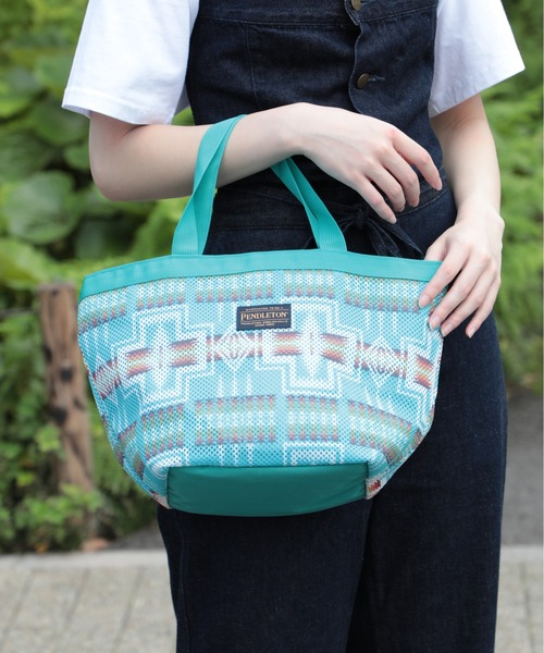 PENDLETON（ペンドルトン）の「【PENDLETON】MESH MINI TOTE（トートバッグ・メンズ・ベージュ/オフホワイト/ターコイズブルー・FREE）」の3枚目の写真