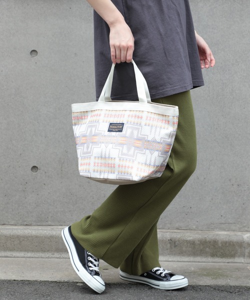 PENDLETON（ペンドルトン）の「【PENDLETON】MESH MINI TOTE（トートバッグ・メンズ・ベージュ/オフホワイト/ターコイズブルー・FREE）」の11枚目の写真