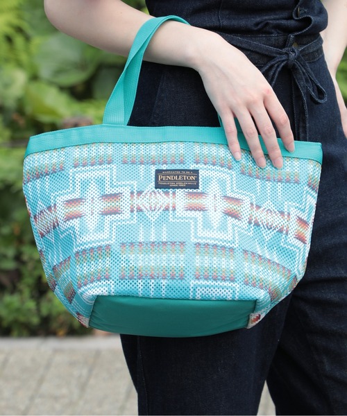 PENDLETON（ペンドルトン）の「【PENDLETON】MESH MINI TOTE（トートバッグ・メンズ・ベージュ/オフホワイト/ターコイズブルー・FREE）」の15枚目の写真