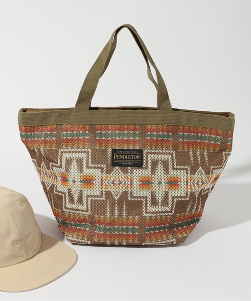 PENDLETON（ペンドルトン）の「【PENDLETON】MESH MINI TOTE（トートバッグ・メンズ・ベージュ/オフホワイト/ターコイズブルー・FREE）」の8枚目の写真