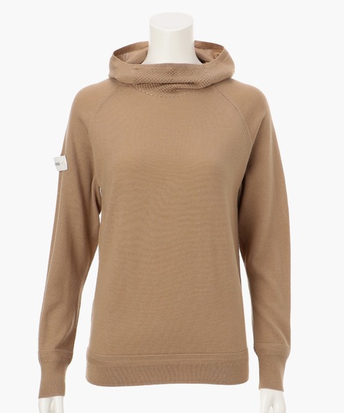 BRIEFING（ブリーフィング）の「【ブリーフィングゴルフ】WOMENS EX FINE MERINO HIGH NECK KNIT HOODIE（パーカー・レディース・オリーブ/ブルー/ネイビー/ブラック/ベージュ・M/S/XS/L）」の3枚目の写真