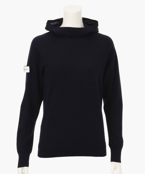 BRIEFING（ブリーフィング）の「【ブリーフィングゴルフ】WOMENS EX FINE MERINO HIGH NECK KNIT HOODIE（パーカー・レディース・オリーブ/ブルー/ネイビー/ブラック/ベージュ・M/S/XS/L）」の4枚目の写真