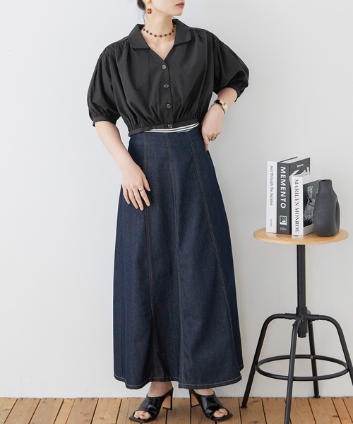 Fashion Letter(ファッションレター)の「T/Cブロード ショート丈 ギャザーブラウス(シャツ/ブラウス・レディース・ホワイト/モカ/ブラック・M)」の5枚目の写真