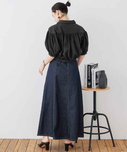 Fashion Letter(ファッションレター)の「T/Cブロード ショート丈 ギャザーブラウス(シャツ/ブラウス・レディース・ホワイト/モカ/ブラック・M)」の11枚目の写真
