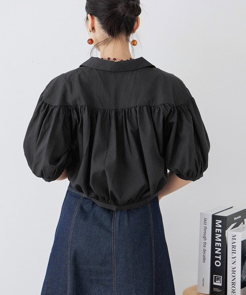 Fashion Letter(ファッションレター)の「T/Cブロード ショート丈 ギャザーブラウス(シャツ/ブラウス・レディース・ホワイト/モカ/ブラック・M)」の12枚目の写真