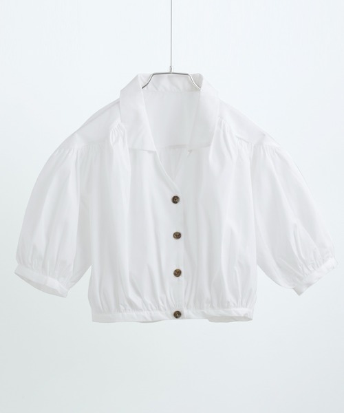 Fashion Letter(ファッションレター)の「T/Cブロード ショート丈 ギャザーブラウス(シャツ/ブラウス・レディース・ホワイト/モカ/ブラック・M)」の13枚目の写真