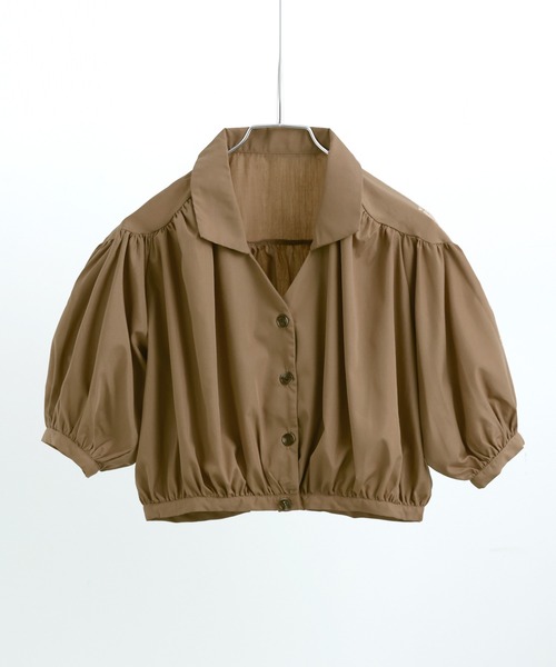 Fashion Letter(ファッションレター)の「T/Cブロード ショート丈 ギャザーブラウス(シャツ/ブラウス・レディース・ホワイト/モカ/ブラック・M)」の14枚目の写真
