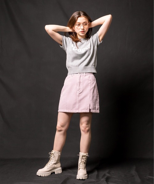 OLIVE des OLIVE（オリーブデオリーブ）の「スリットデニムミニスカート　1032010020（スカート・レディース・ブラック/サックスブルー/ピンク/スミクロ・FREE）」の18枚目の写真