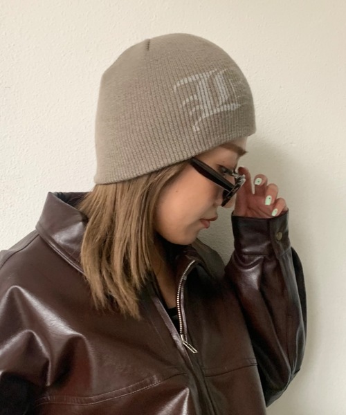 SHAGGIE（シャギー）の「オールドフォントプリントニット帽（ニットキャップ/ビーニー・レディース・ブラック/ベージュ・FREE）」の10枚目の写真