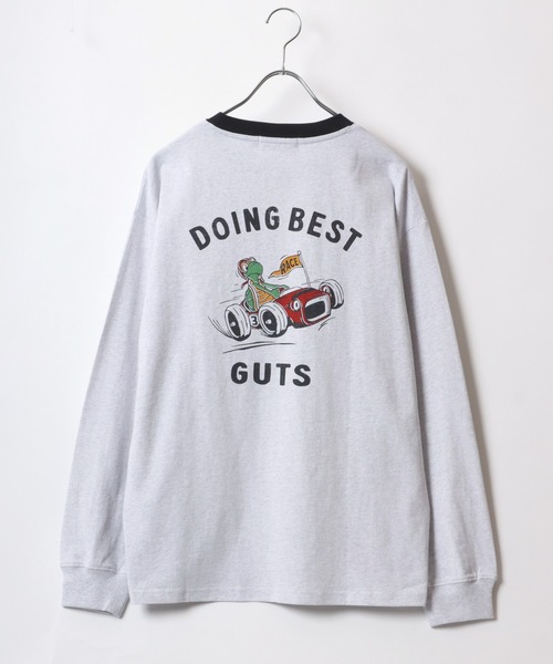 POWER TO THE PEOPLE（パワートゥーザピープル）の「POWER TO THE PEOPLE 古着風 ヴィンテージカー リンガー バックプリント オーバーサイズ ロンT レディース メンズ（Tシャツ/カットソー・レディース・ホワイト/ライトグレー/レッド・M/L/LL）」の7枚目の写真