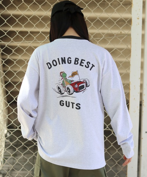 POWER TO THE PEOPLE（パワートゥーザピープル）の「POWER TO THE PEOPLE 古着風 ヴィンテージカー リンガー バックプリント オーバーサイズ ロンT レディース メンズ（Tシャツ/カットソー・レディース・ホワイト/ライトグレー/レッド・M/L/LL）」の18枚目の写真