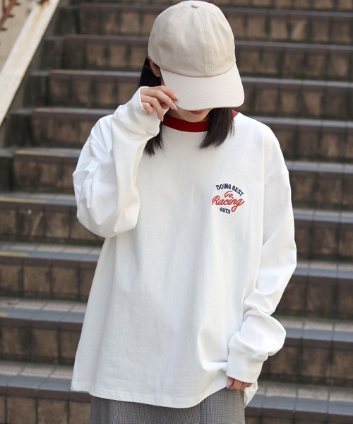 POWER TO THE PEOPLE（パワートゥーザピープル）の「POWER TO THE PEOPLE 古着風 ヴィンテージカー リンガー バックプリント オーバーサイズ ロンT レディース メンズ（Tシャツ/カットソー・レディース・ホワイト/ライトグレー/レッド・M/L/LL）」の19枚目の写真