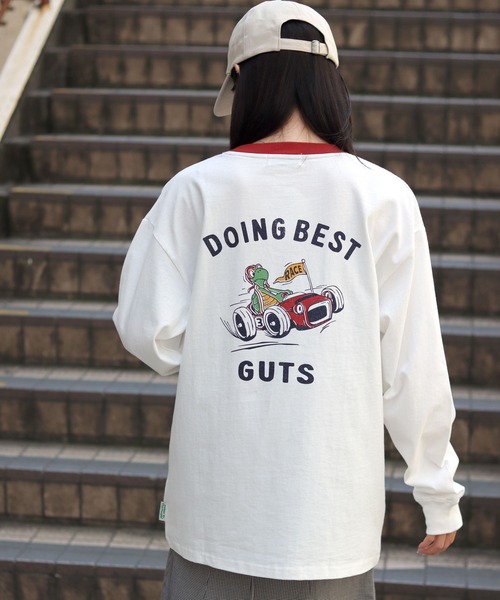 POWER TO THE PEOPLE（パワートゥーザピープル）の「POWER TO THE PEOPLE 古着風 ヴィンテージカー リンガー バックプリント オーバーサイズ ロンT レディース メンズ（Tシャツ/カットソー・レディース・ホワイト/ライトグレー/レッド・M/L/LL）」の20枚目の写真