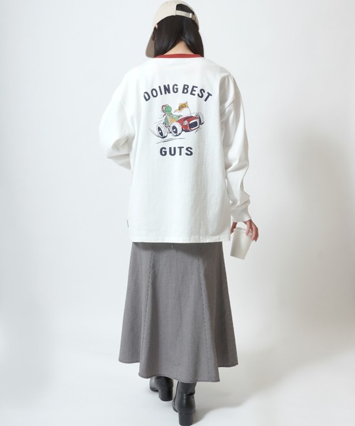 POWER TO THE PEOPLE（パワートゥーザピープル）の「POWER TO THE PEOPLE 古着風 ヴィンテージカー リンガー バックプリント オーバーサイズ ロンT レディース メンズ（Tシャツ/カットソー・レディース・ホワイト/ライトグレー/レッド・M/L/LL）」の22枚目の写真