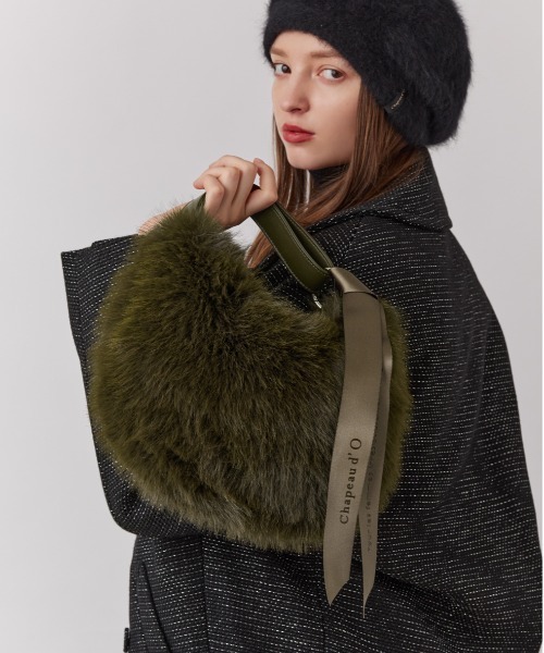 Chapeau d' O（シャポードオー）の「Chapeau d' O  One Handle Fur Bag / シャポードオー（ハンドバッグ・レディース・ブルー/ライトベージュ/ブラック/ブラウン/ダークグリーン/ライトグレー・FREE）」の6枚目の写真