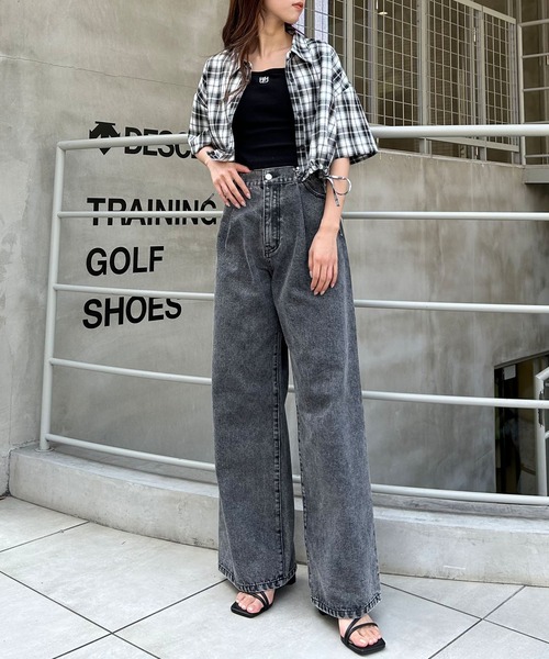 INGNI(イング)の「タックワイド/デニムパンツ(デニムパンツ・レディース・グレー/ブルー系その他/インディゴブルー・FREE)」の6枚目の写真