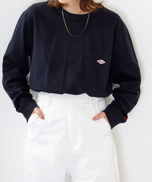 BALL(ボール)の「BALL ヘビーウェイトコットン天竺 ポケット付き ワンポイント長袖Tシャツ(Tシャツ/カットソー・メンズ・エメラルド/レンガ/グレー/ブラック/ネイビー/オフホワイト/マスタード/モカ/ミント/ブラウン・M/L/LL)」の1枚目の写真