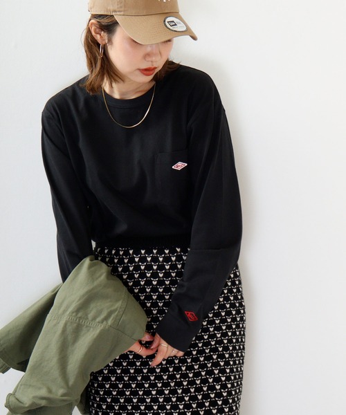 BALL(ボール)の「BALL ヘビーウェイトコットン天竺 ポケット付き ワンポイント長袖Tシャツ(Tシャツ/カットソー・メンズ・エメラルド/レンガ/グレー/ブラック/ネイビー/オフホワイト/マスタード/モカ/ミント/ブラウン・M/L/LL)」の3枚目の写真