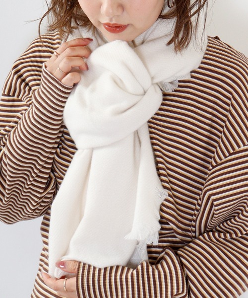 FUNALIVE(ファンアライブ)の「PAGE ONE 大判ストール(ストール/ショール・レディース・グレー/オフホワイト/オレンジ/スミクロ/オリーブ・FREE)」の6枚目の写真