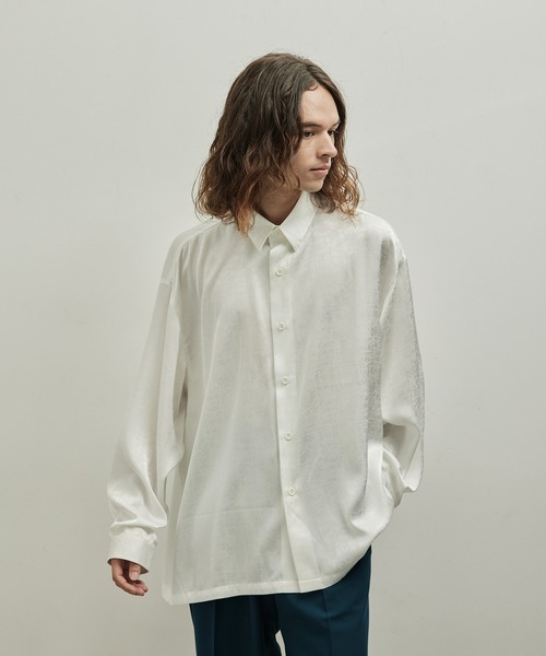 JUNRED（ジュンレッド）の「ドビーシャツバルーンスリーブドレープドビーシャツ（シャツ/ブラウス・メンズ・ホワイト/グリーン/チャコールグレー・L/M/S）」の2枚目の写真