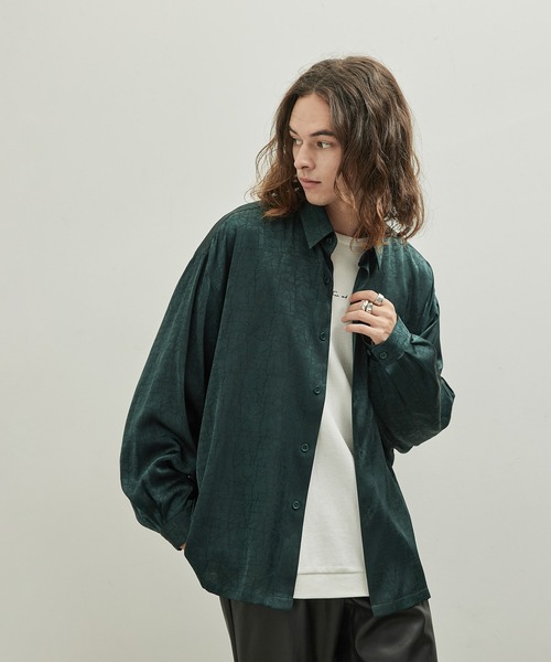 JUNRED（ジュンレッド）の「ドビーシャツバルーンスリーブドレープドビーシャツ（シャツ/ブラウス・メンズ・ホワイト/グリーン/チャコールグレー・L/M/S）」の3枚目の写真