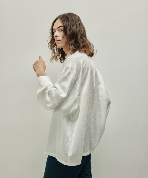 JUNRED（ジュンレッド）の「ドビーシャツバルーンスリーブドレープドビーシャツ（シャツ/ブラウス・メンズ・ホワイト/グリーン/チャコールグレー・L/M/S）」の17枚目の写真